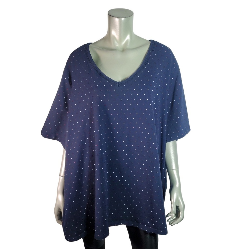 Catherines Suprema Collection Top Plus Size 5X‎ 34/36W Stretch Short Sleeve Blue